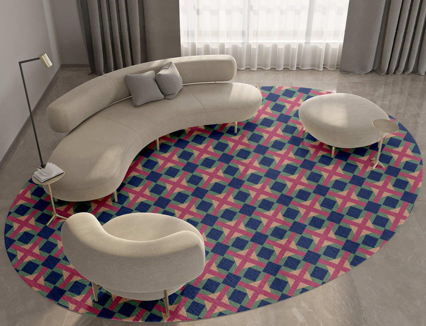 Griffon Geometric Oval Hand Tufted Pure Wool Custom Rug by Rug Artisan