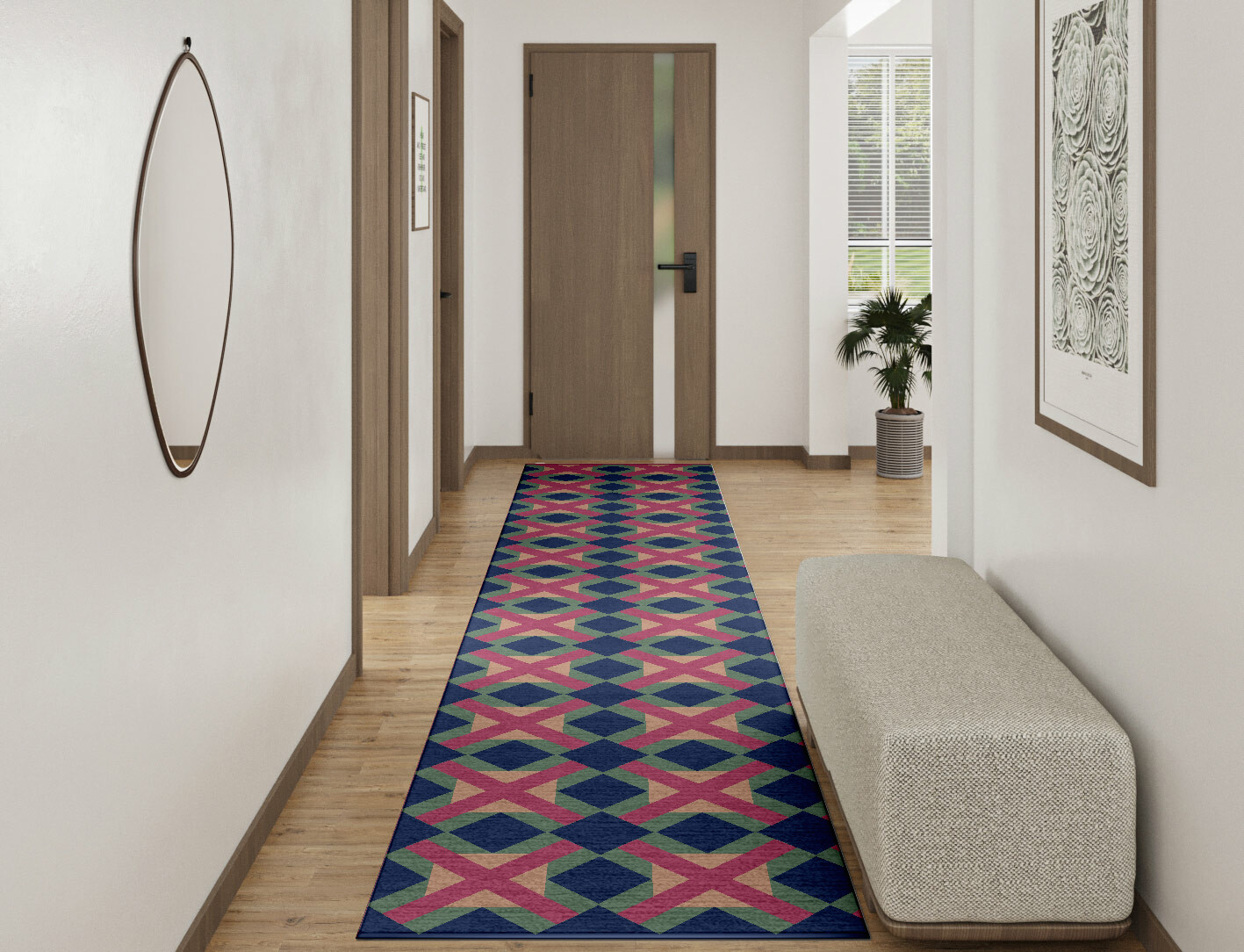 Griffon Geometric Runner Hand Tufted Pure Wool Custom Rug by Rug Artisan