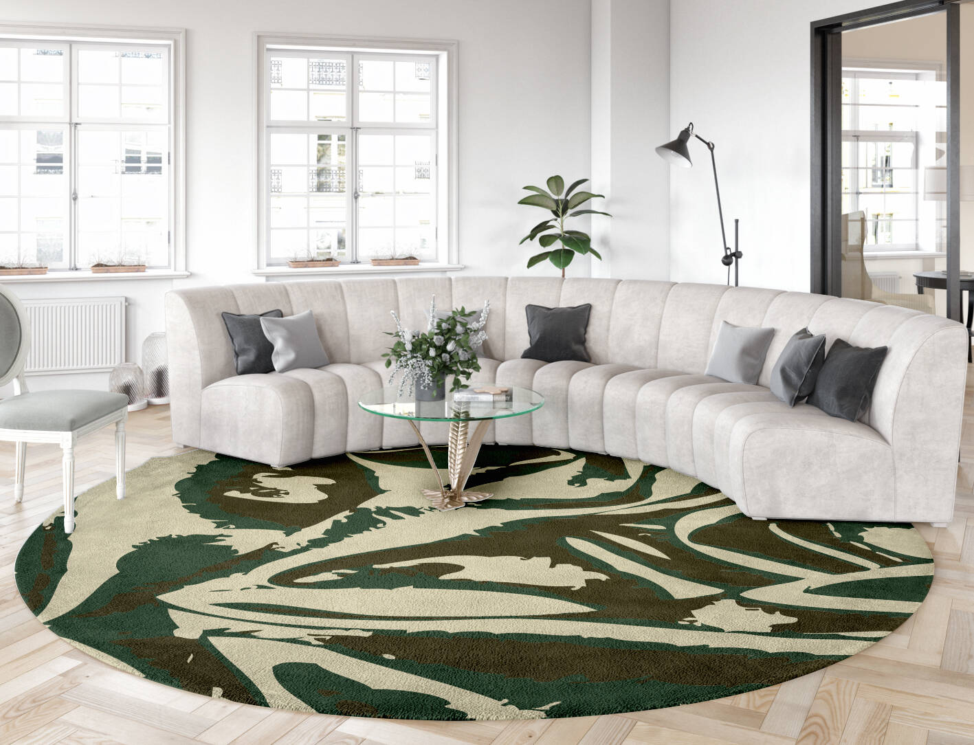 Griffoner Abstract Round Hand Tufted Pure Wool Custom Rug by Rug Artisan
