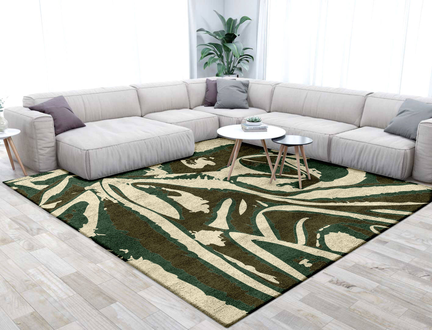 Griffoner Abstract Square Hand Tufted Bamboo Silk Custom Rug by Rug Artisan