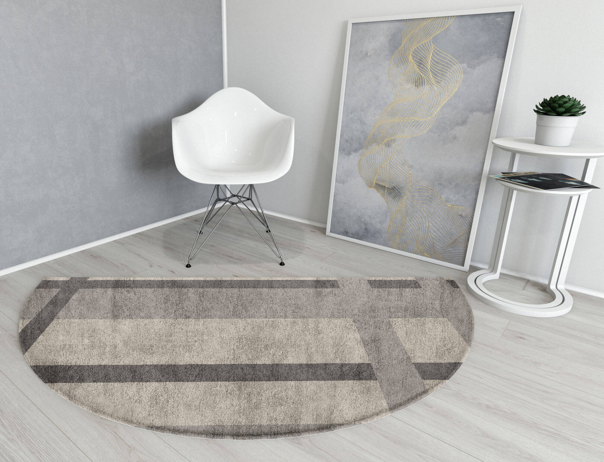 Grok  Halfmoon Hand Tufted Bamboo Silk Custom Rug by Rug Artisan