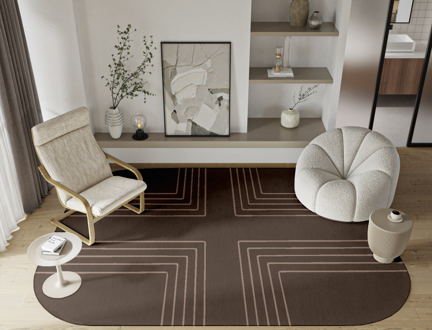 Groove Minimalist Oblong Hand Knotted Tibetan Wool Custom Rug by Rug Artisan