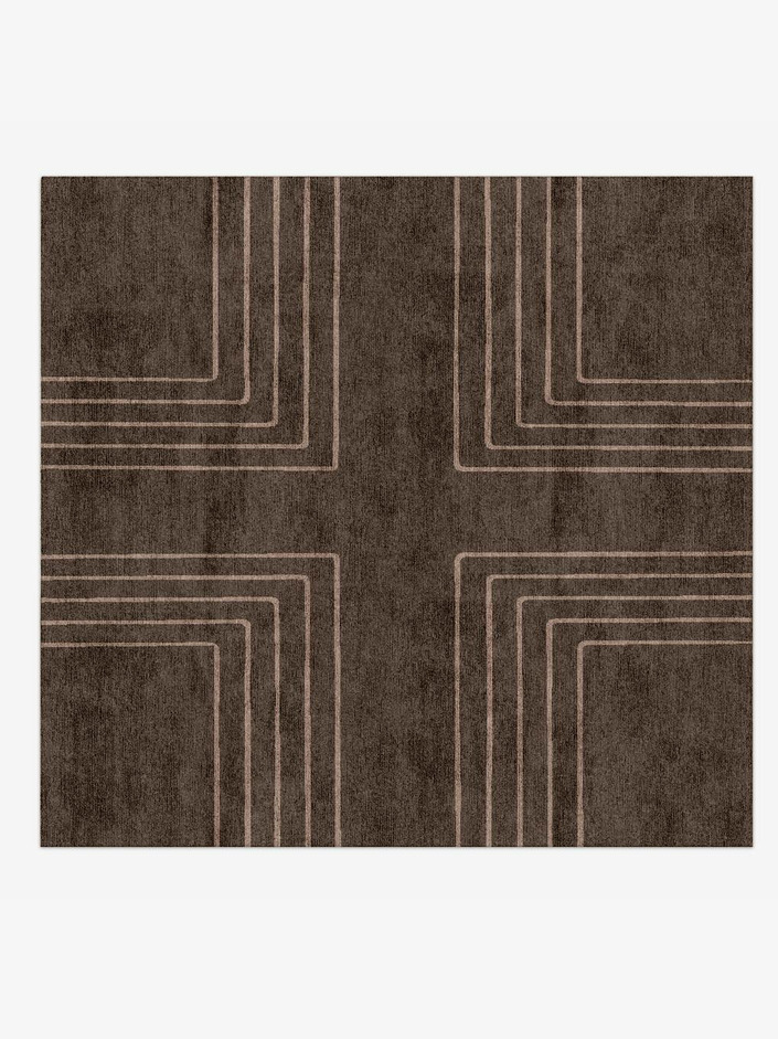 Groove Minimalist Square Hand Knotted Bamboo Silk Custom Rug by Rug Artisan