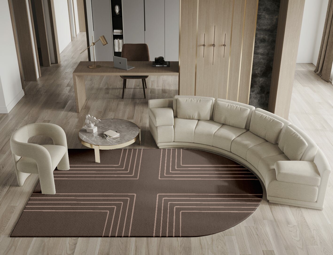 Groove Minimalist Arch Hand Tufted Pure Wool Custom Rug by Rug Artisan