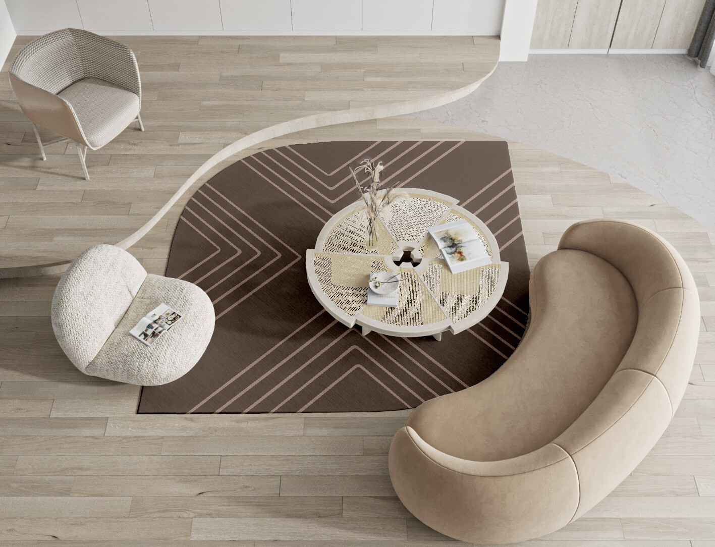 Groove Minimalist Ogee Hand Tufted Pure Wool Custom Rug by Rug Artisan
