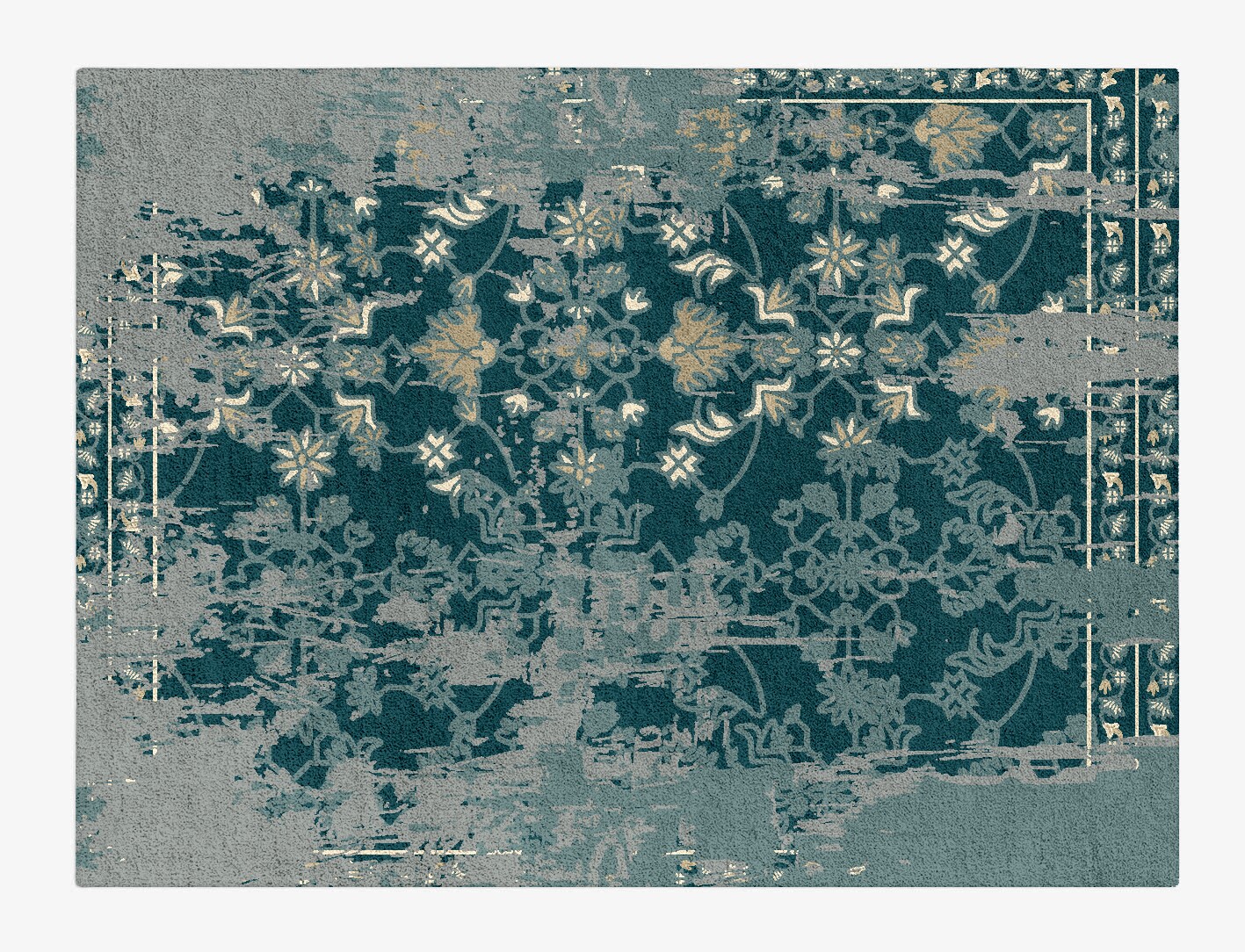 Grunge Tais Persian Bagh Rectangle Hand Tufted Pure Wool Custom Rug by Rug Artisan