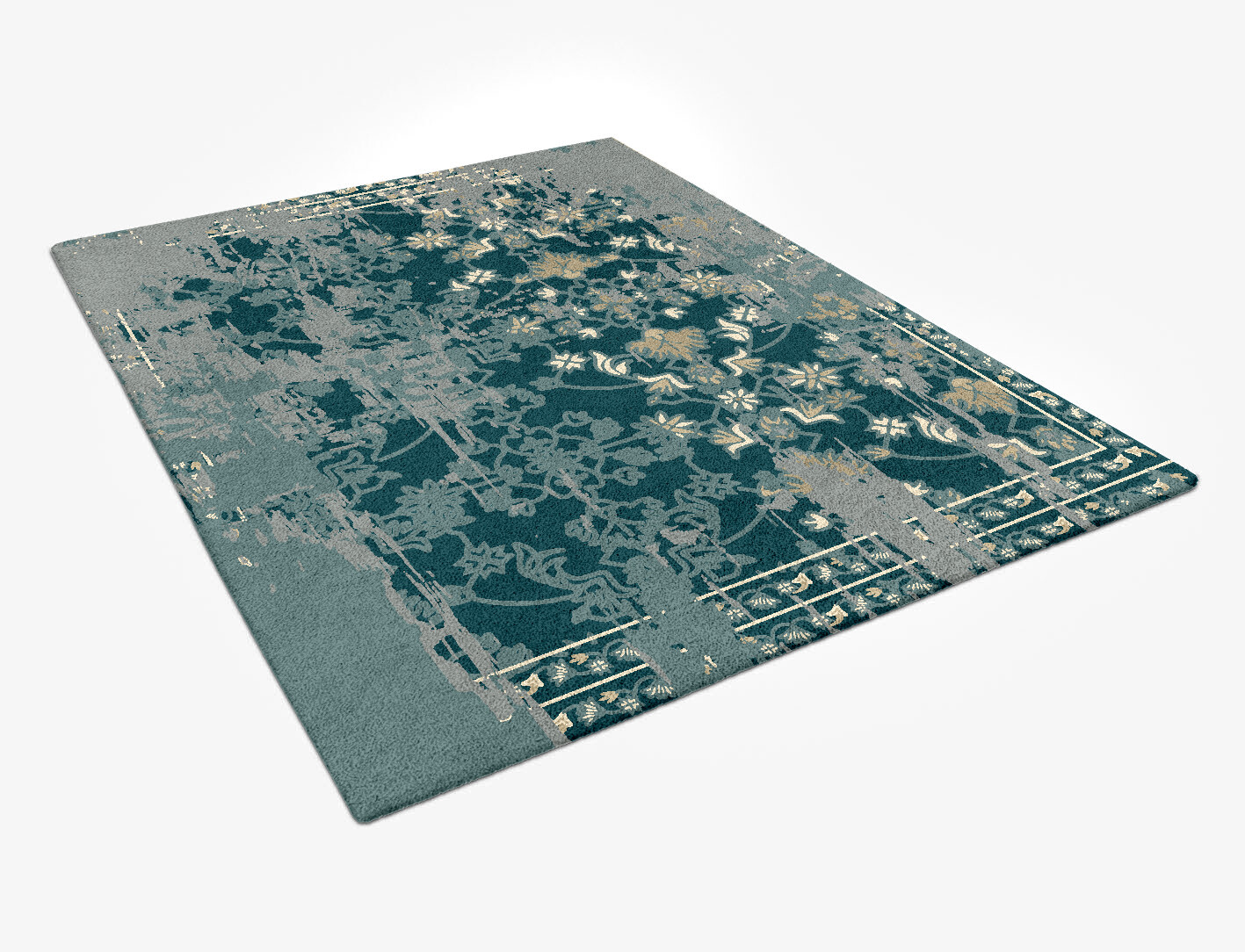 Grunge Tais Persian Bagh Rectangle Hand Tufted Pure Wool Custom Rug by Rug Artisan