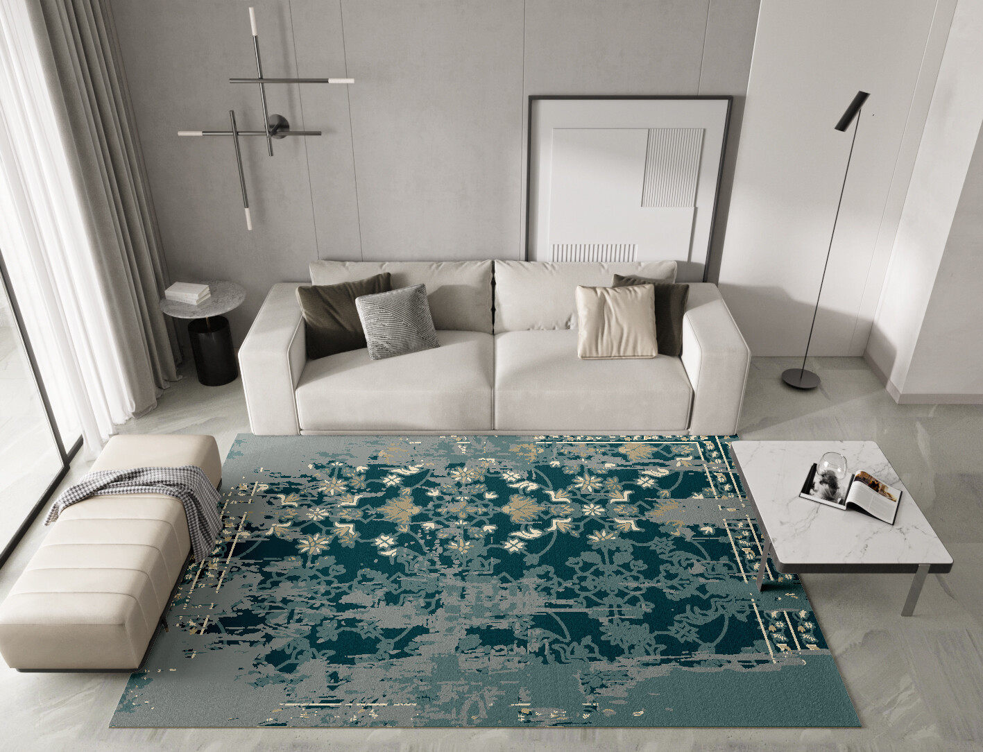 Grunge Tais Persian Bagh Rectangle Hand Tufted Pure Wool Custom Rug by Rug Artisan