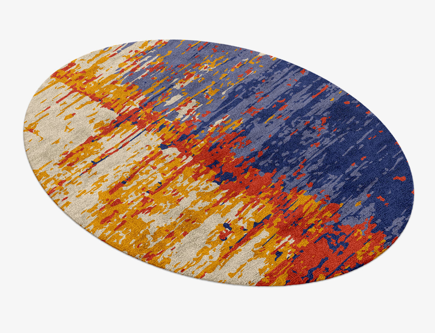 Half & Half Surface Art Oval Hand Knotted Bamboo Silk Custom Rug by Rug Artisan