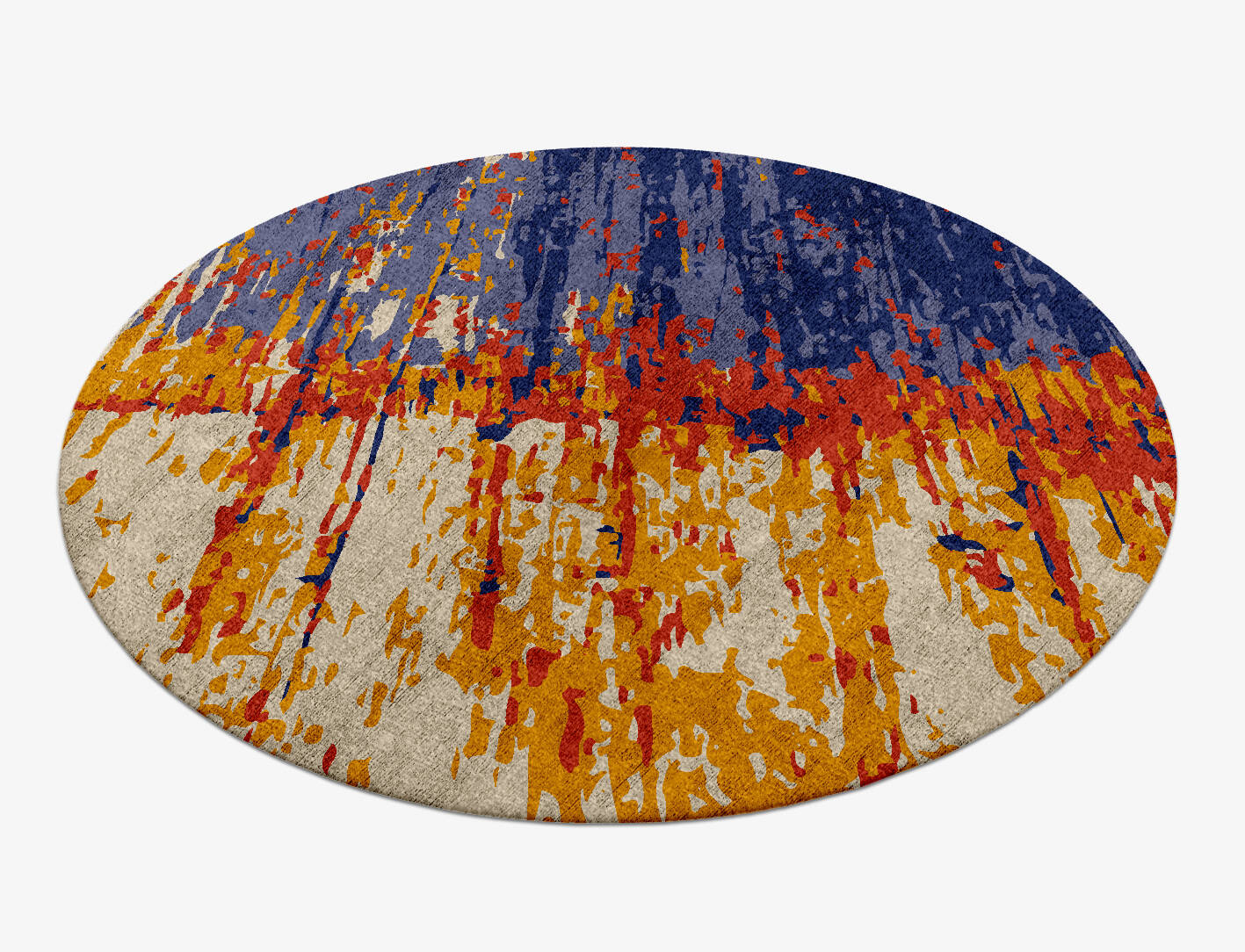 Half & Half Surface Art Round Hand Knotted Bamboo Silk Custom Rug by Rug Artisan