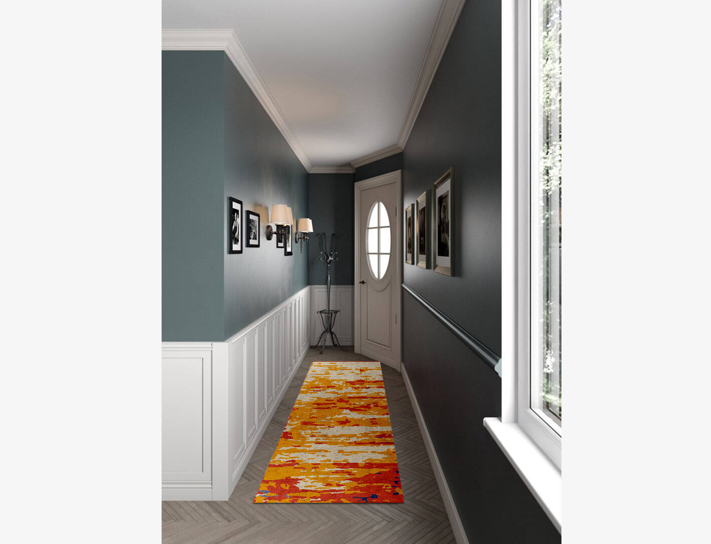 Half & Half Surface Art Runner Hand Knotted Bamboo Silk Custom Rug by Rug Artisan
