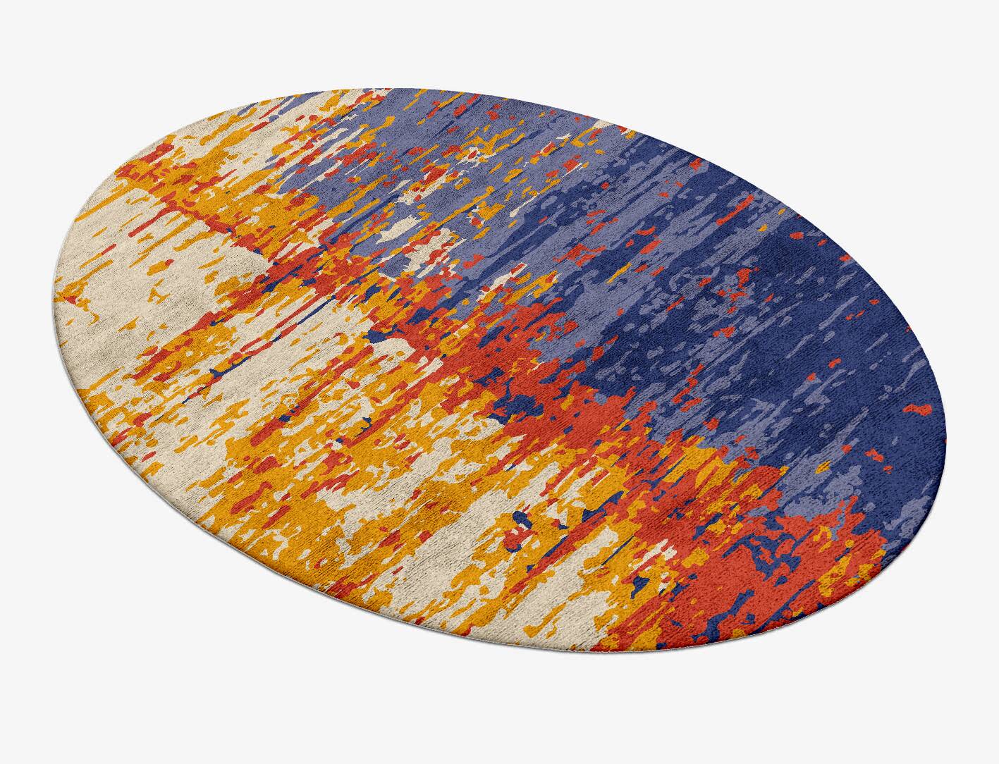 Half & Half Surface Art Oval Hand Tufted Bamboo Silk Custom Rug by Rug Artisan