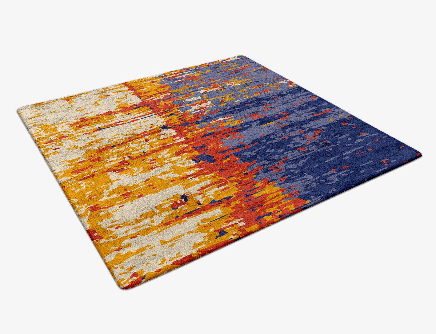 Half & Half Surface Art Square Hand Tufted Bamboo Silk Custom Rug by Rug Artisan