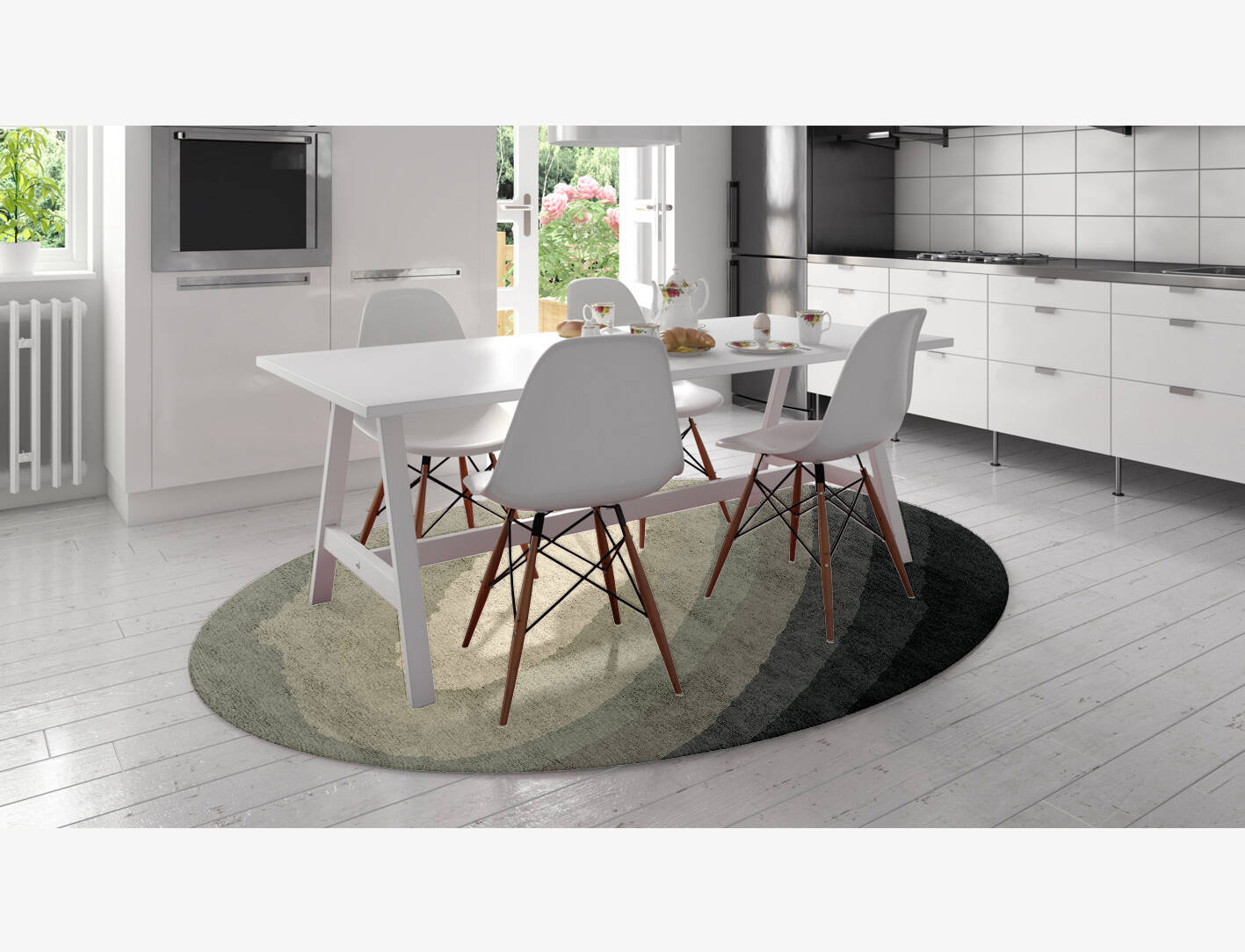 Hampstead Gradation Oval Hand Knotted Bamboo Silk Custom Rug by Rug Artisan