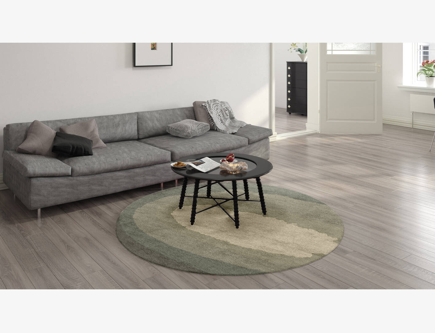 Hampstead Gradation Round Hand Knotted Bamboo Silk Custom Rug by Rug Artisan