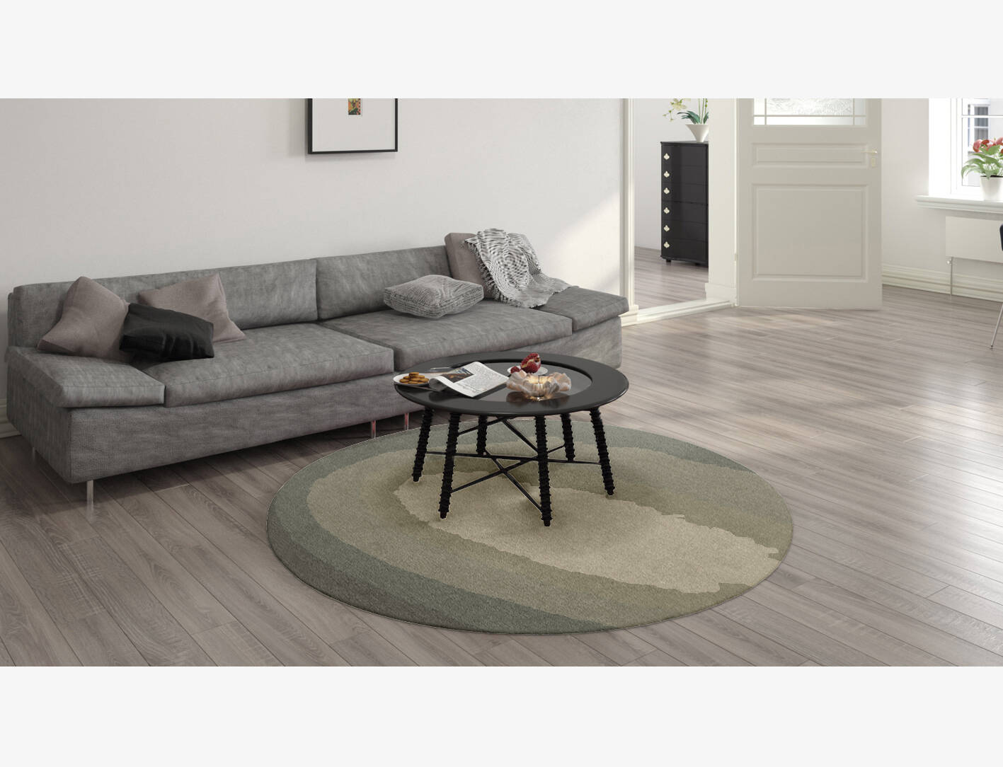 Hampstead Gradation Round Hand Knotted Tibetan Wool Custom Rug by Rug Artisan