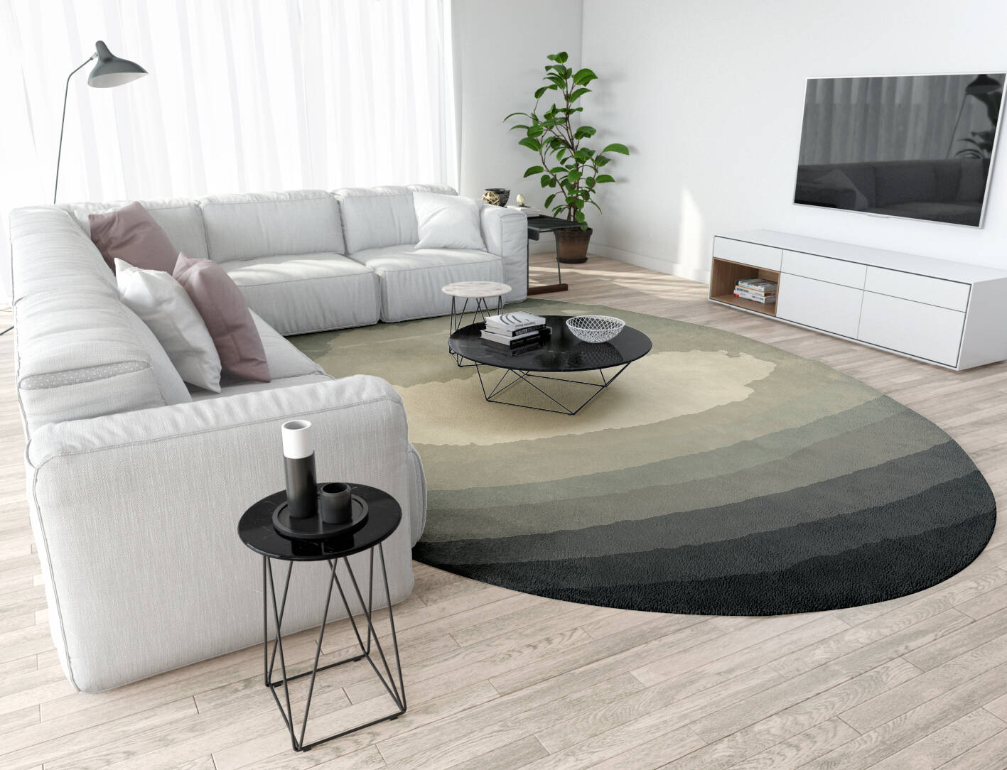 Hampstead Gradation Oval Hand Tufted Pure Wool Custom Rug by Rug Artisan