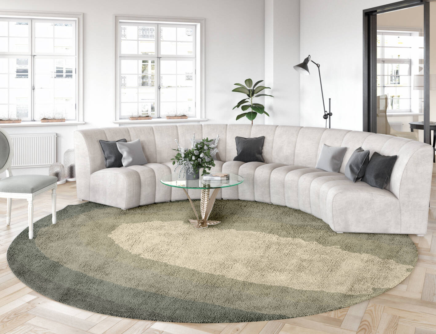 Hampstead Gradation Round Hand Tufted Bamboo Silk Custom Rug by Rug Artisan