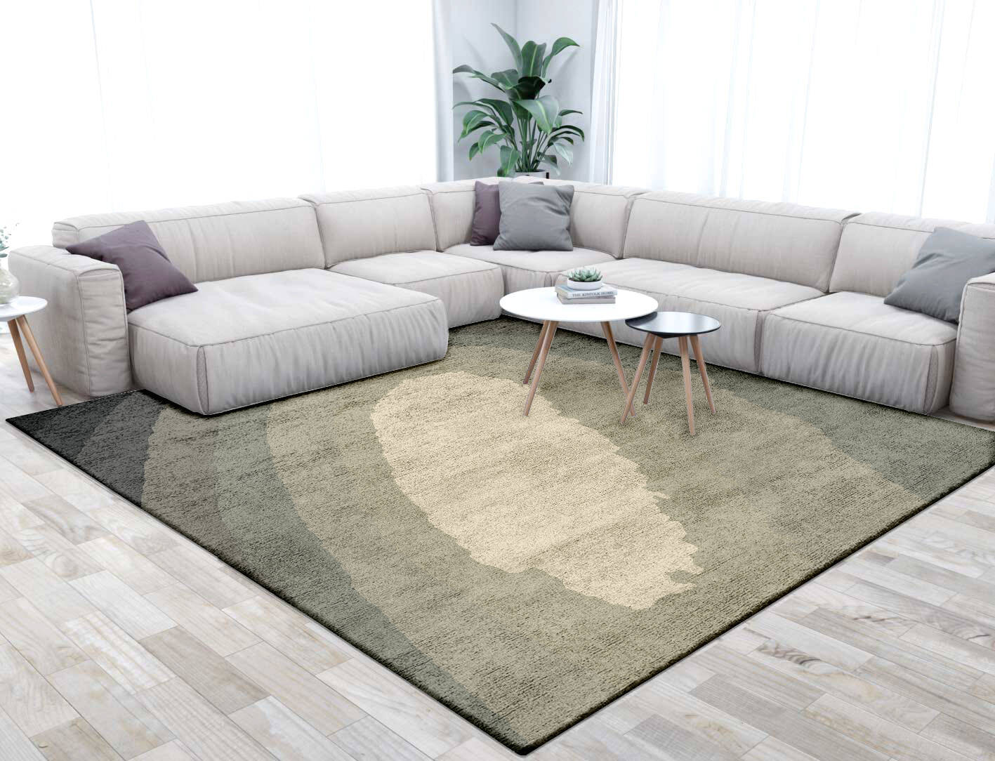 Hampstead Gradation Square Hand Tufted Bamboo Silk Custom Rug by Rug Artisan
