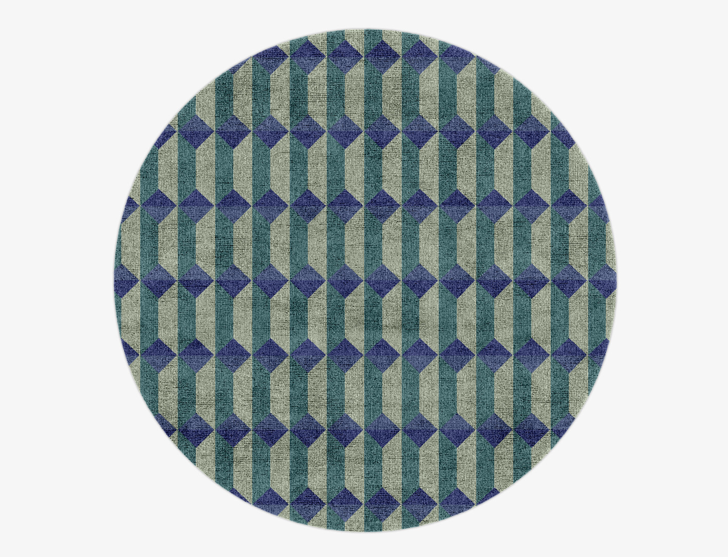 Hanging Lanterns Geometric Round Hand Knotted Bamboo Silk Custom Rug by Rug Artisan