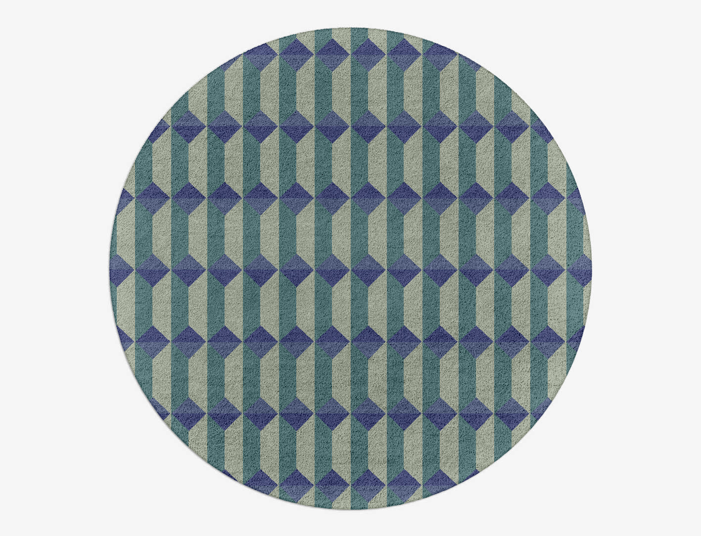 Hanging Lanterns Geometric Round Hand Tufted Pure Wool Custom Rug by Rug Artisan