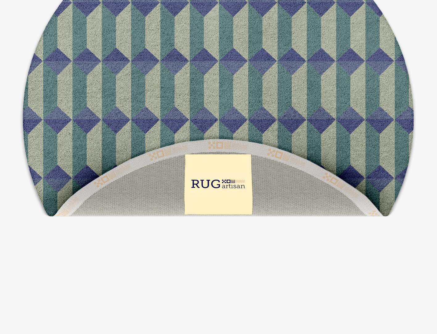 Hanging Lanterns Geometric Round Hand Tufted Pure Wool Custom Rug by Rug Artisan