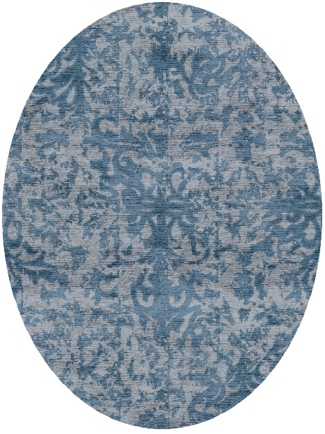 Hazy Prints Vintage Oval Hand Knotted Bamboo Silk Custom Rug by Rug Artisan