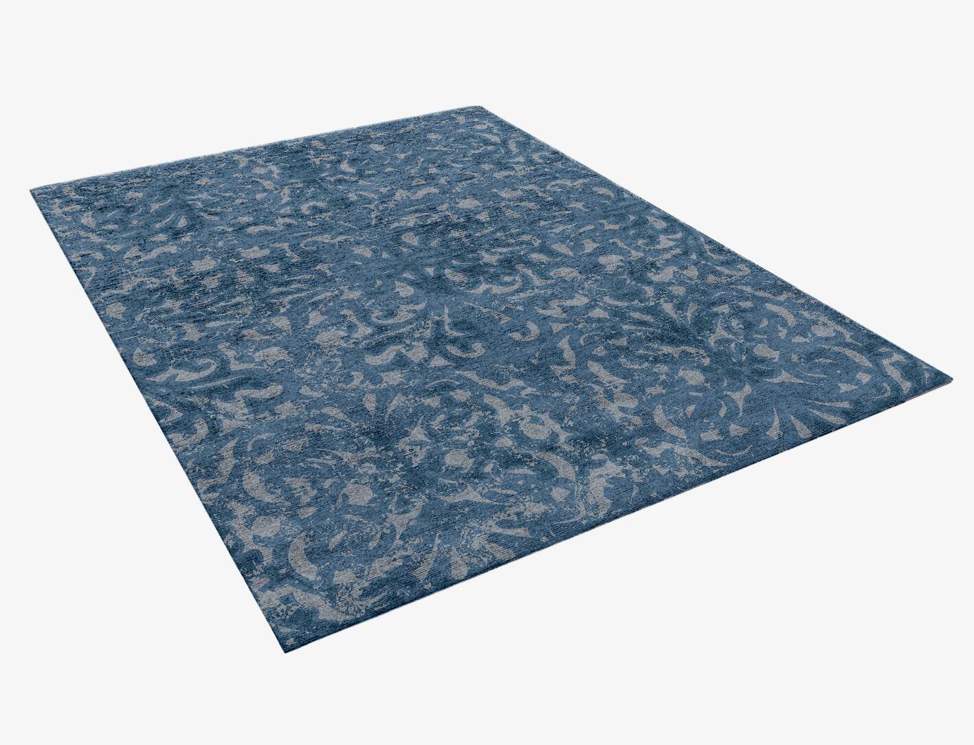 Hazy Prints Vintage Rectangle Hand Knotted Bamboo Silk Custom Rug by Rug Artisan
