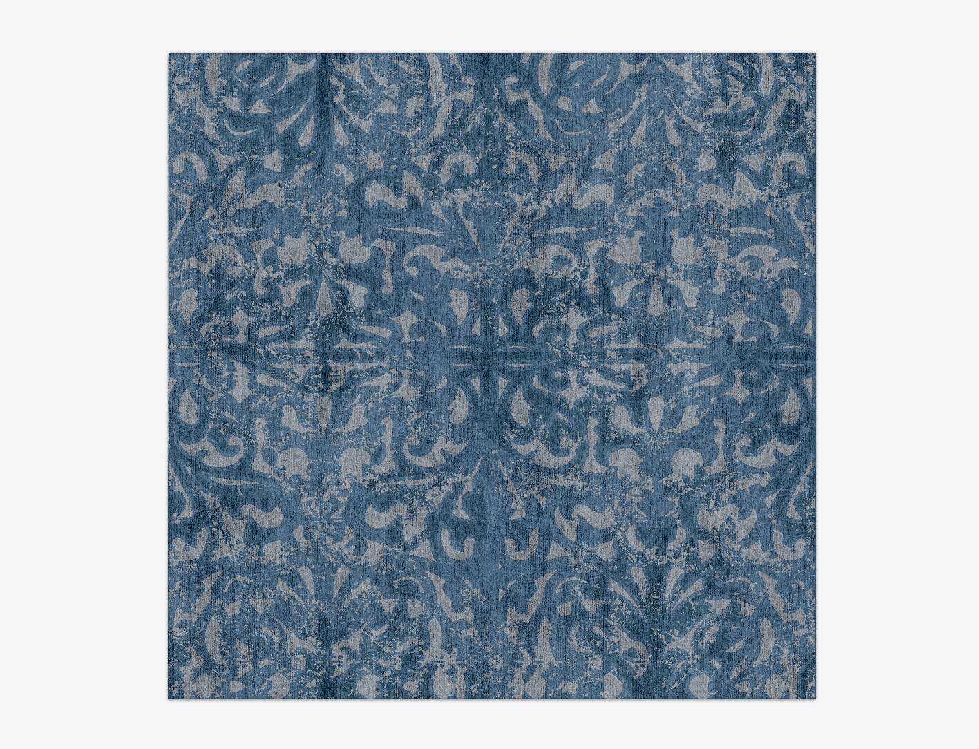 Hazy Prints Vintage Square Hand Knotted Bamboo Silk Custom Rug by Rug Artisan