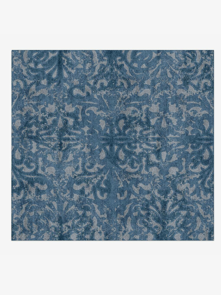 Hazy Prints Vintage Square Hand Knotted Bamboo Silk Custom Rug by Rug Artisan