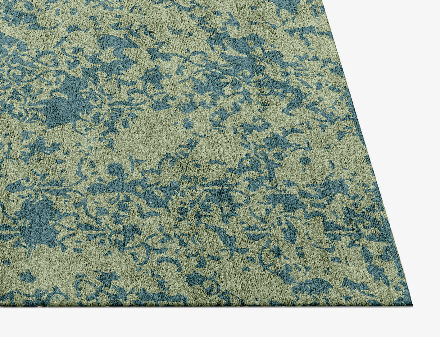 Hazy Scrawls Vintage Rectangle Hand Knotted Bamboo Silk Custom Rug by Rug Artisan