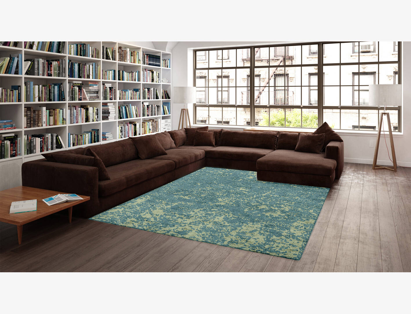 Hazy Scrawls Vintage Rectangle Hand Knotted Bamboo Silk Custom Rug by Rug Artisan