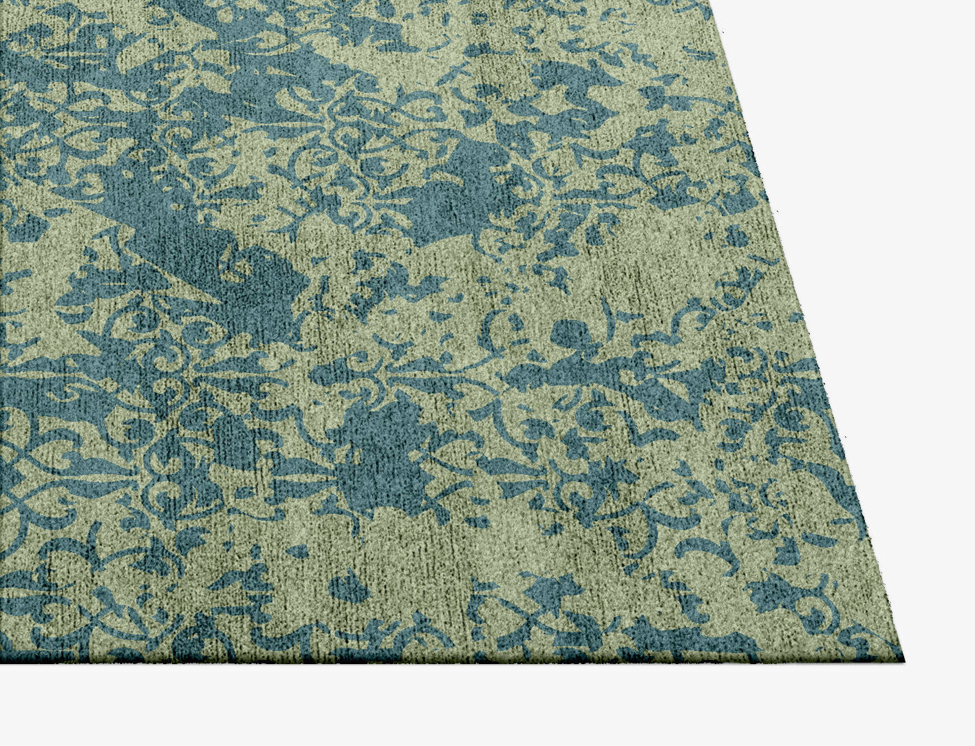 Hazy Scrawls Vintage Square Hand Knotted Bamboo Silk Custom Rug by Rug Artisan