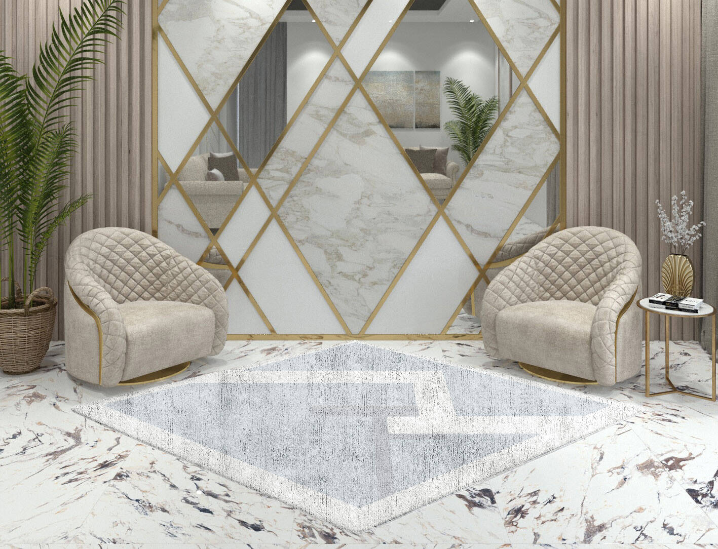 Heartsease  Diamond Hand Tufted Bamboo Silk Custom Rug by Rug Artisan