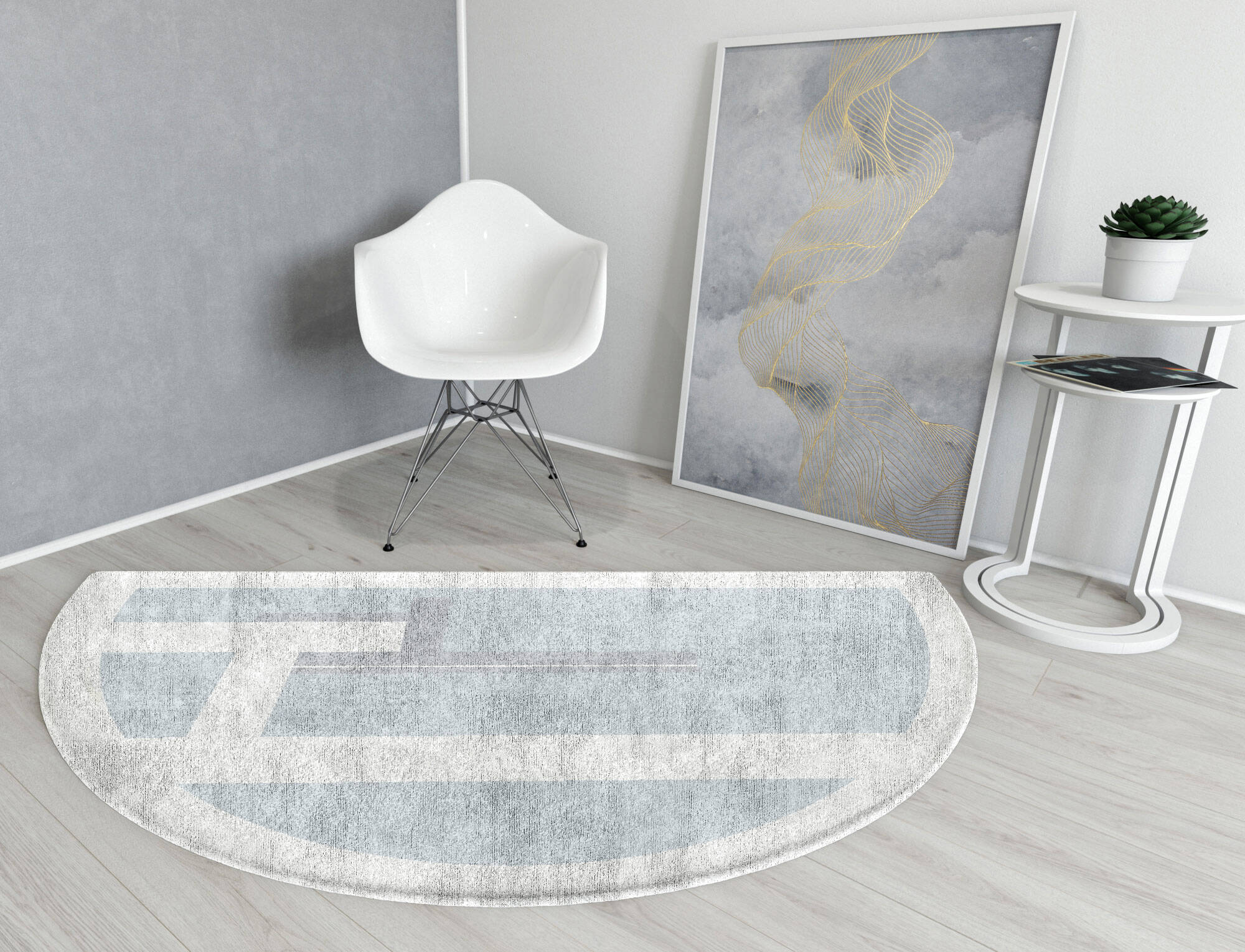 Heartsease  Halfmoon Hand Tufted Bamboo Silk Custom Rug by Rug Artisan
