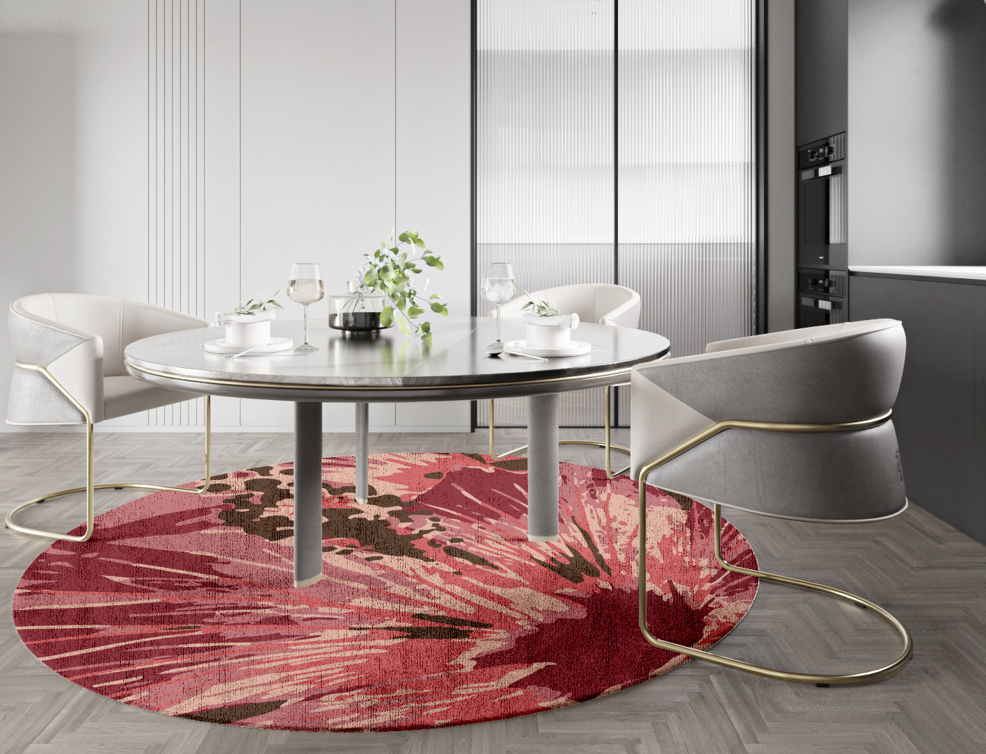 Heath Floral Round Hand Knotted Bamboo Silk Custom Rug by Rug Artisan