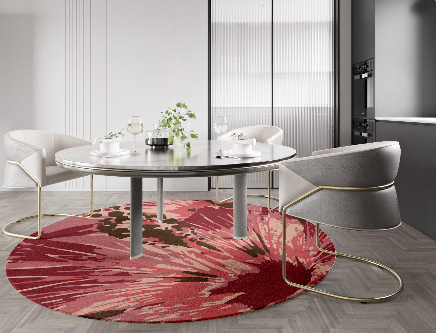 Heath Floral Round Hand Knotted Tibetan Wool Custom Rug by Rug Artisan