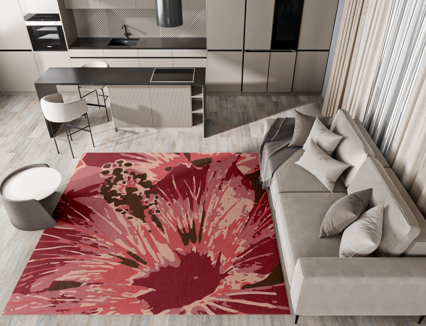 Heath Floral Square Hand Knotted Tibetan Wool Custom Rug by Rug Artisan