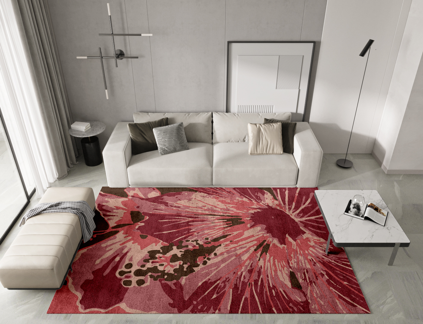 Heath Floral Rectangle Hand Tufted Bamboo Silk Custom Rug by Rug Artisan