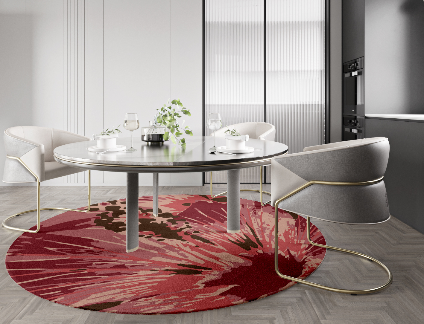 Heath Floral Round Hand Tufted Pure Wool Custom Rug by Rug Artisan