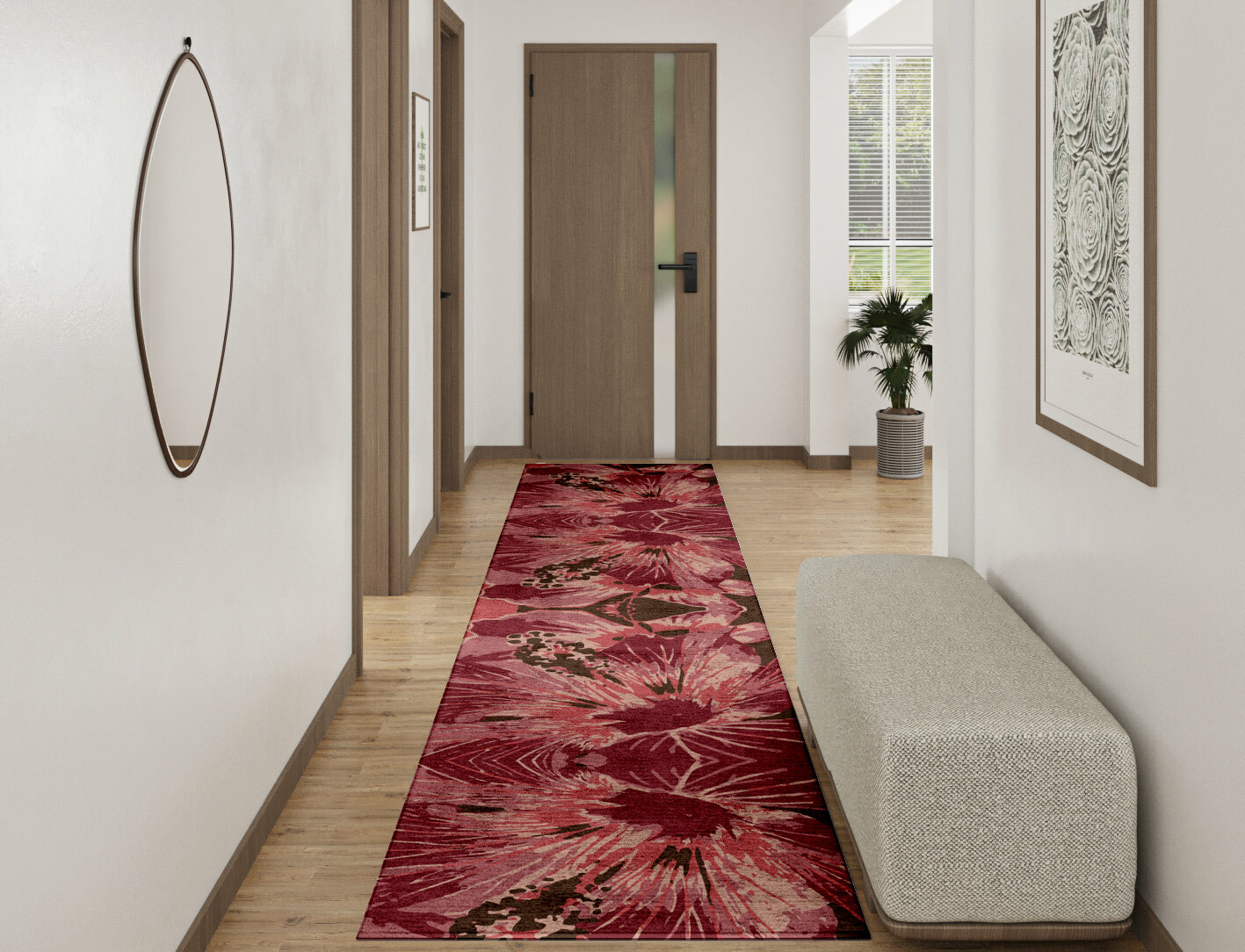 Heath Floral Runner Hand Tufted Bamboo Silk Custom Rug by Rug Artisan