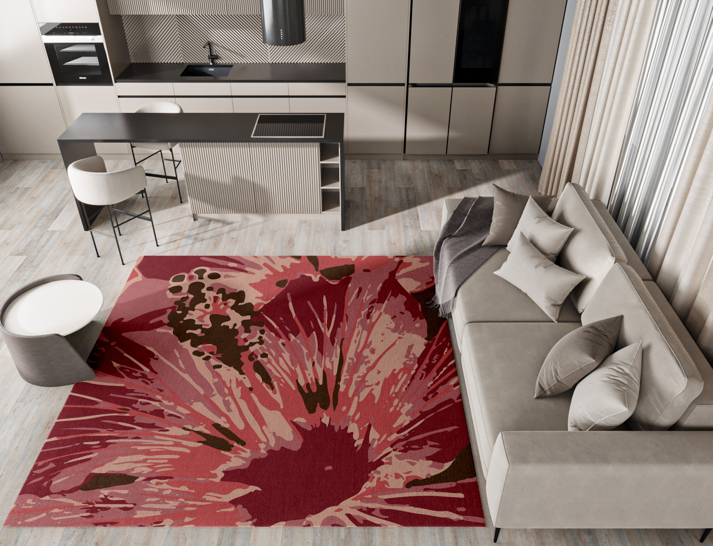 Heath Floral Square Hand Tufted Pure Wool Custom Rug by Rug Artisan