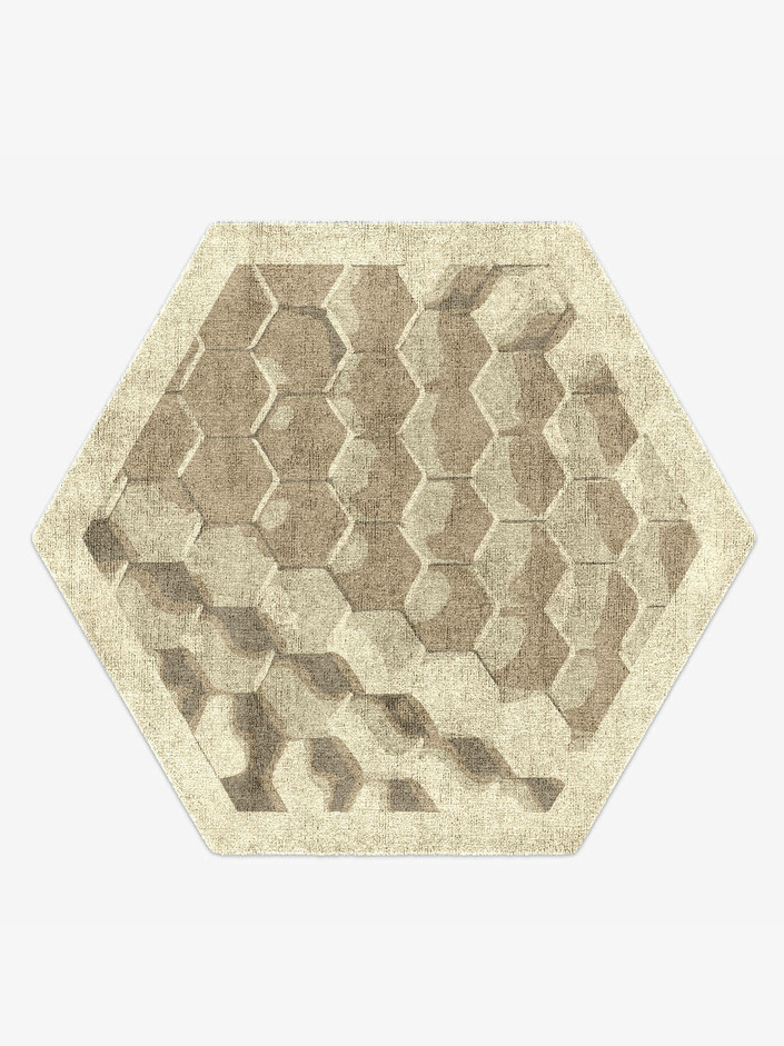 Hebi Origami Hexagon Hand Knotted Bamboo Silk Custom Rug by Rug Artisan