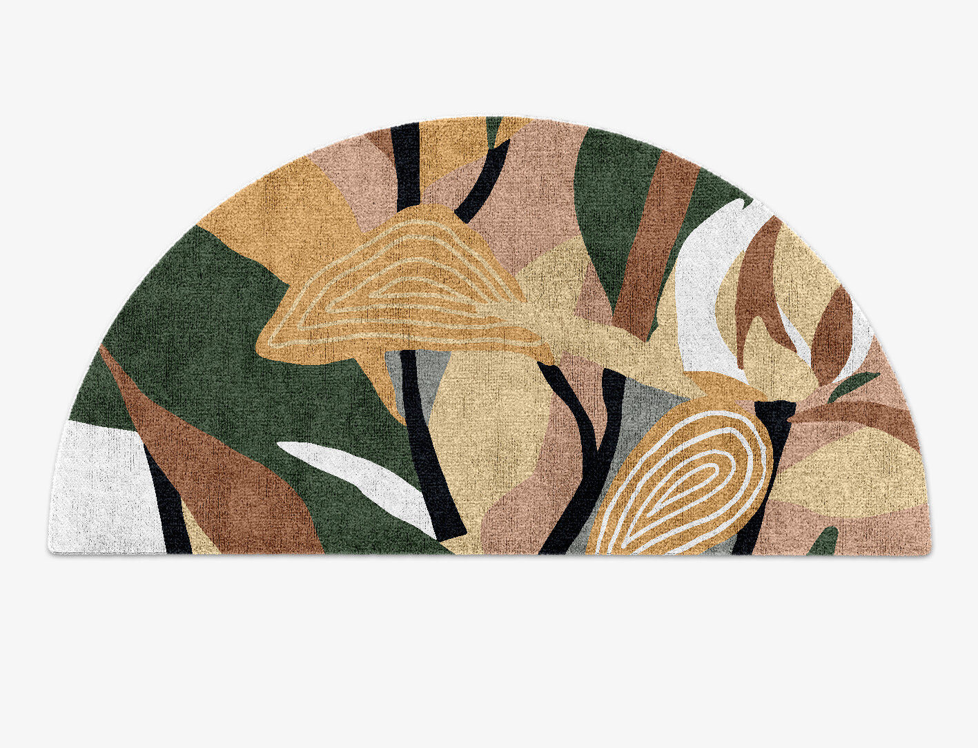 Heliconia Field of Flowers Halfmoon Hand Knotted Bamboo Silk Custom Rug by Rug Artisan