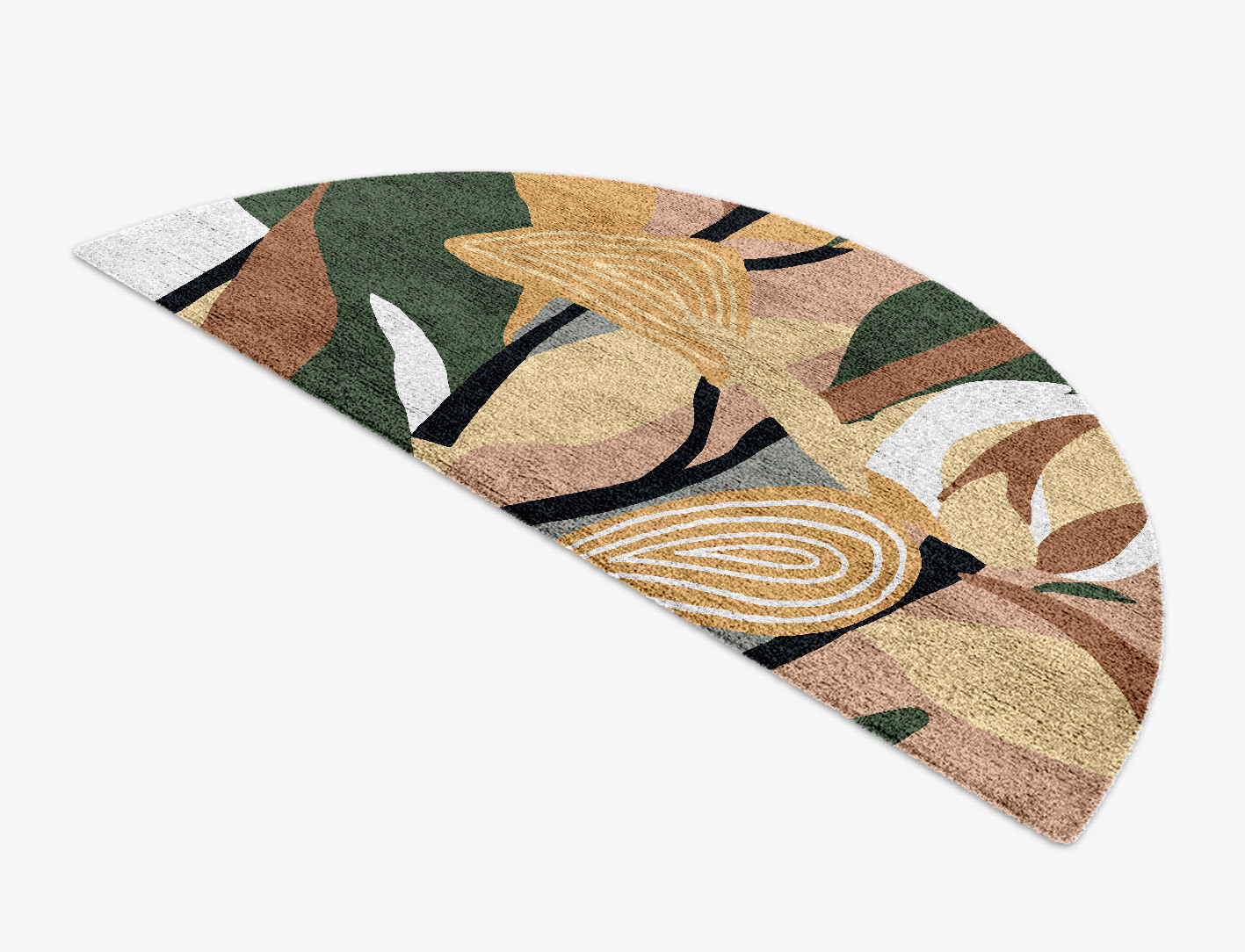 Heliconia Field of Flowers Halfmoon Hand Knotted Bamboo Silk Custom Rug by Rug Artisan