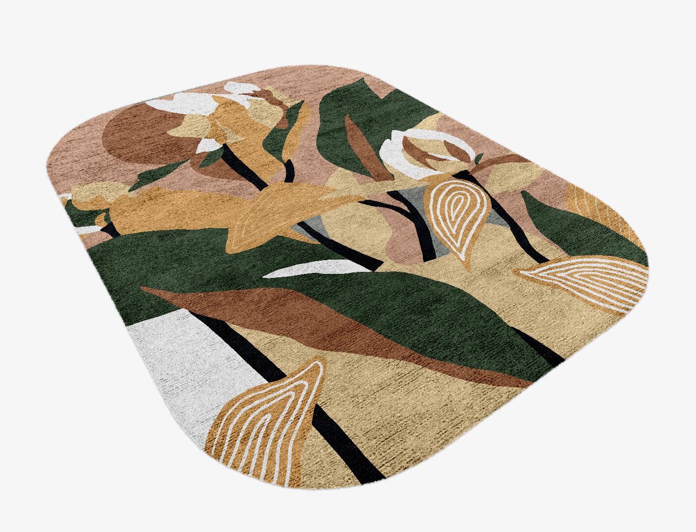 Heliconia Field of Flowers Oblong Hand Knotted Bamboo Silk Custom Rug by Rug Artisan