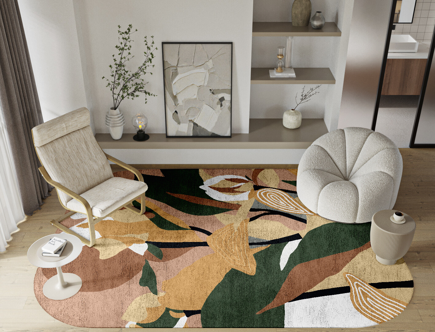 Heliconia Field of Flowers Oblong Hand Knotted Bamboo Silk Custom Rug by Rug Artisan