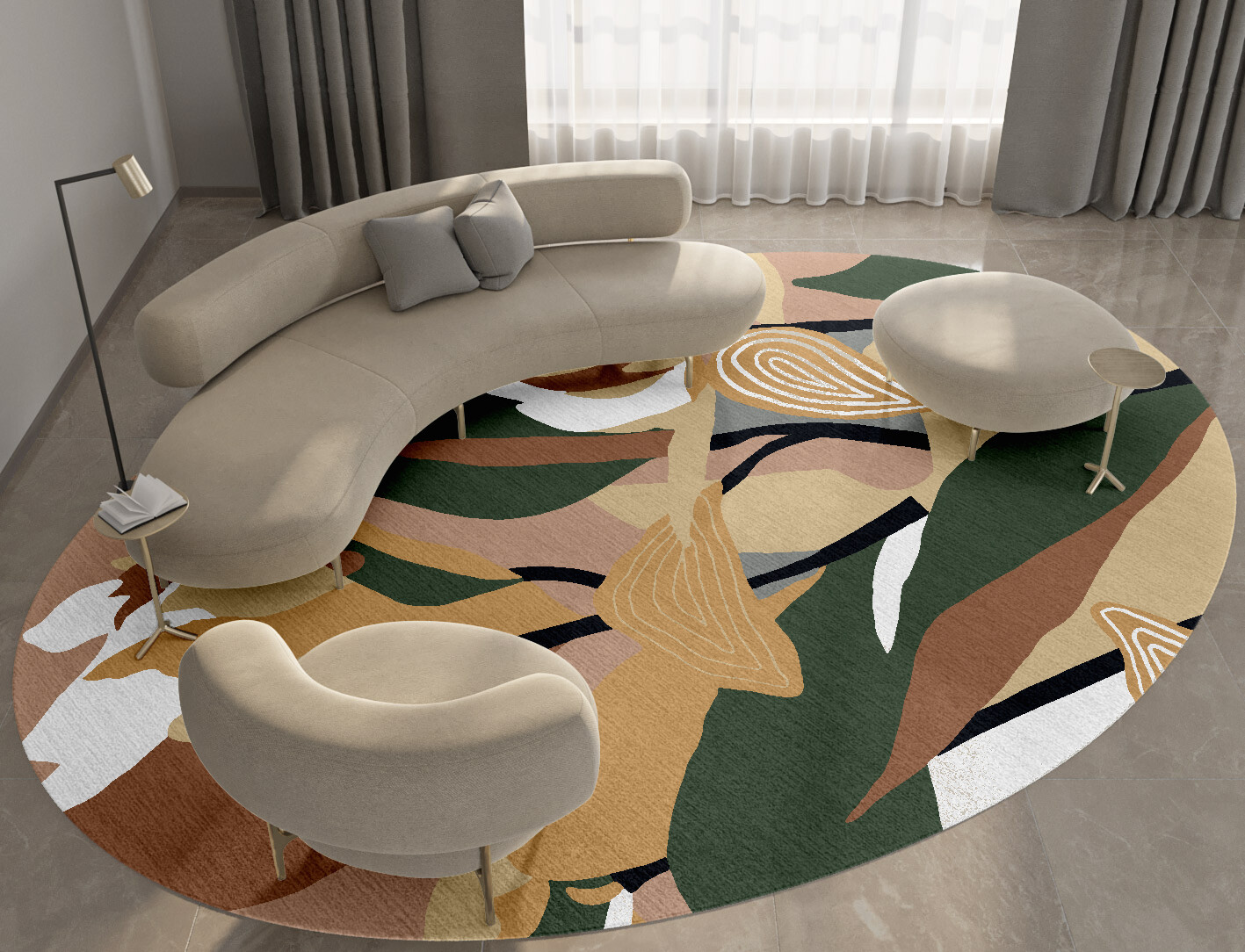 Heliconia Field of Flowers Oval Hand Knotted Tibetan Wool Custom Rug by Rug Artisan