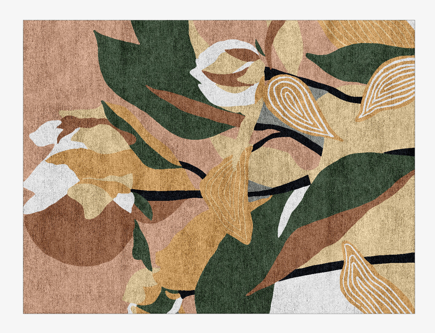 Heliconia Field of Flowers Rectangle Hand Knotted Bamboo Silk Custom Rug by Rug Artisan