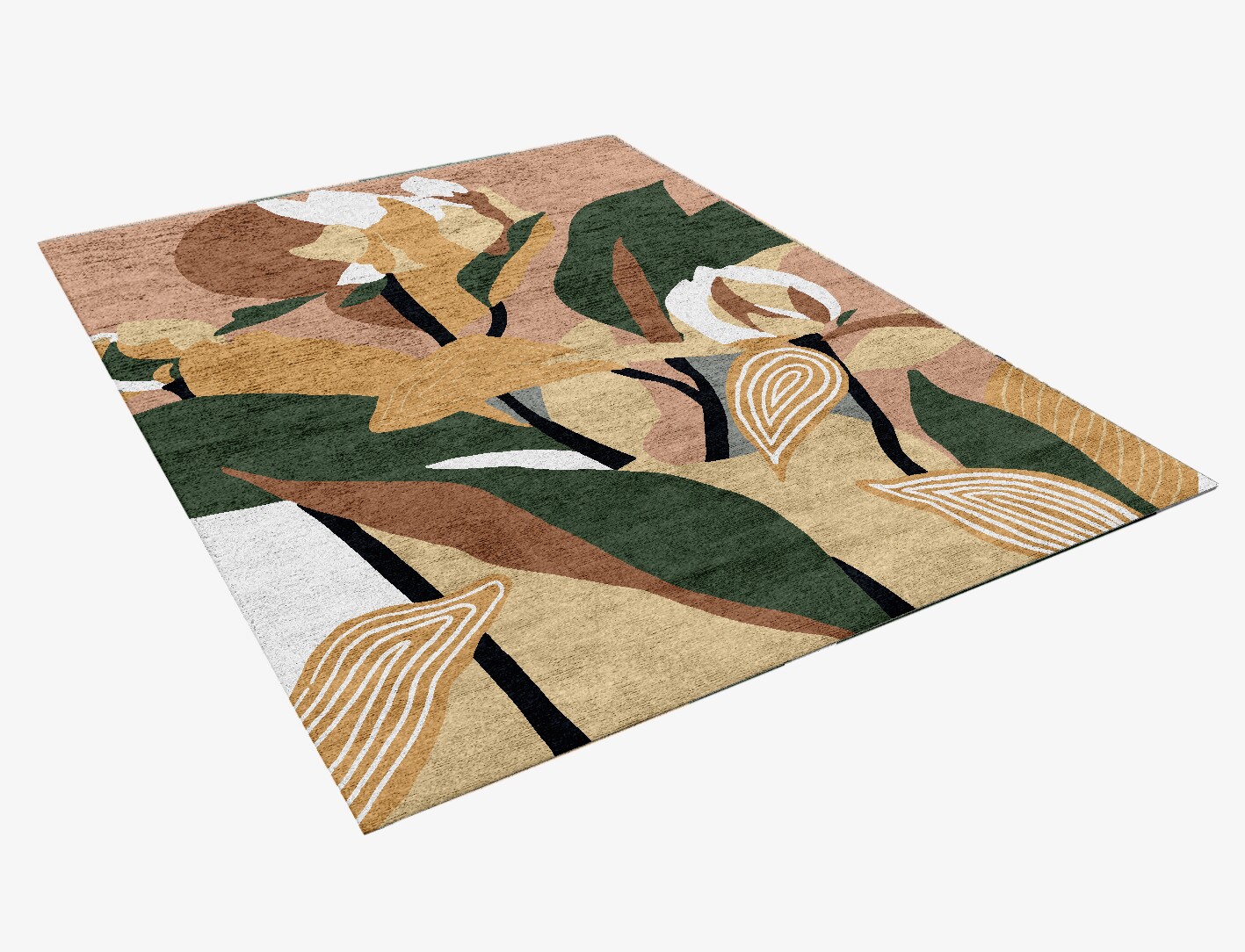 Heliconia Field of Flowers Rectangle Hand Knotted Bamboo Silk Custom Rug by Rug Artisan